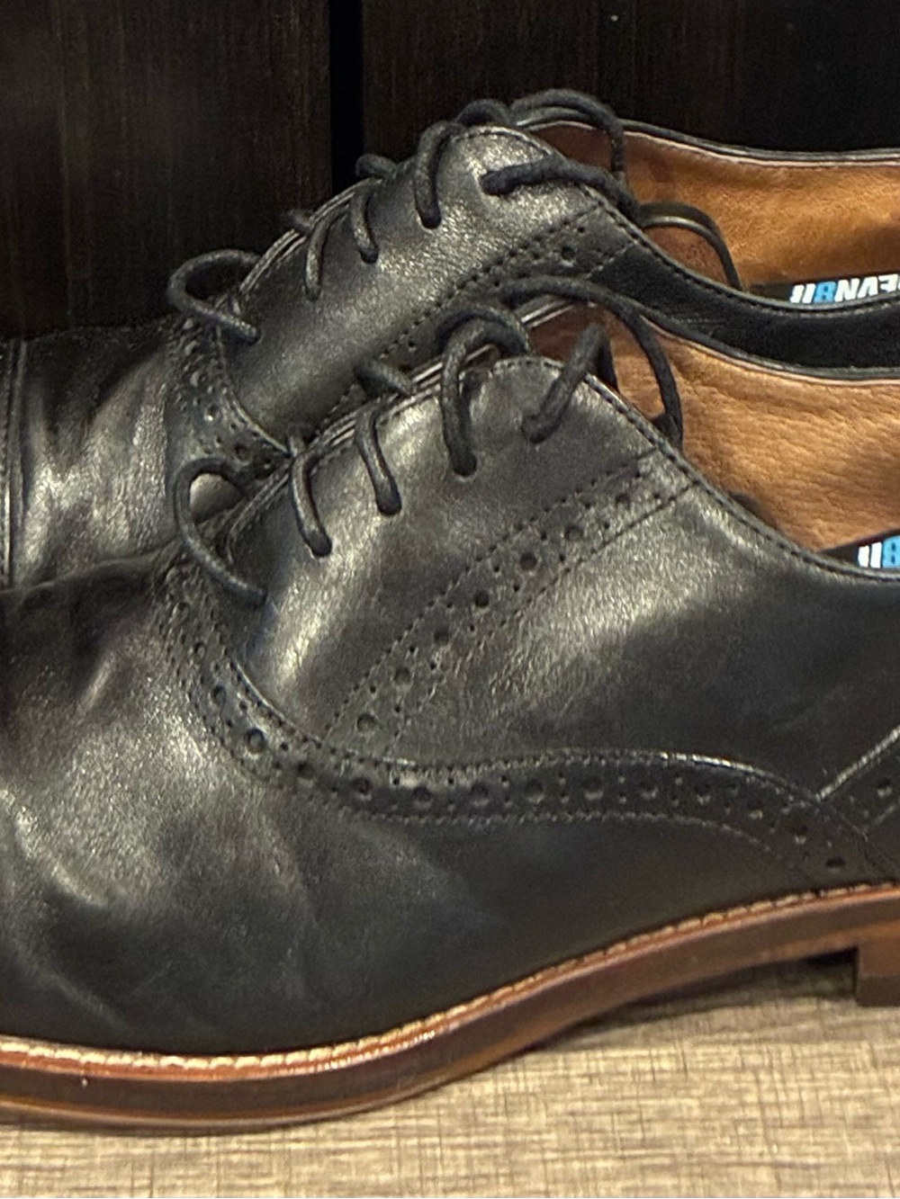 Johnston & Murphy Black Leather Brogue Oxfords